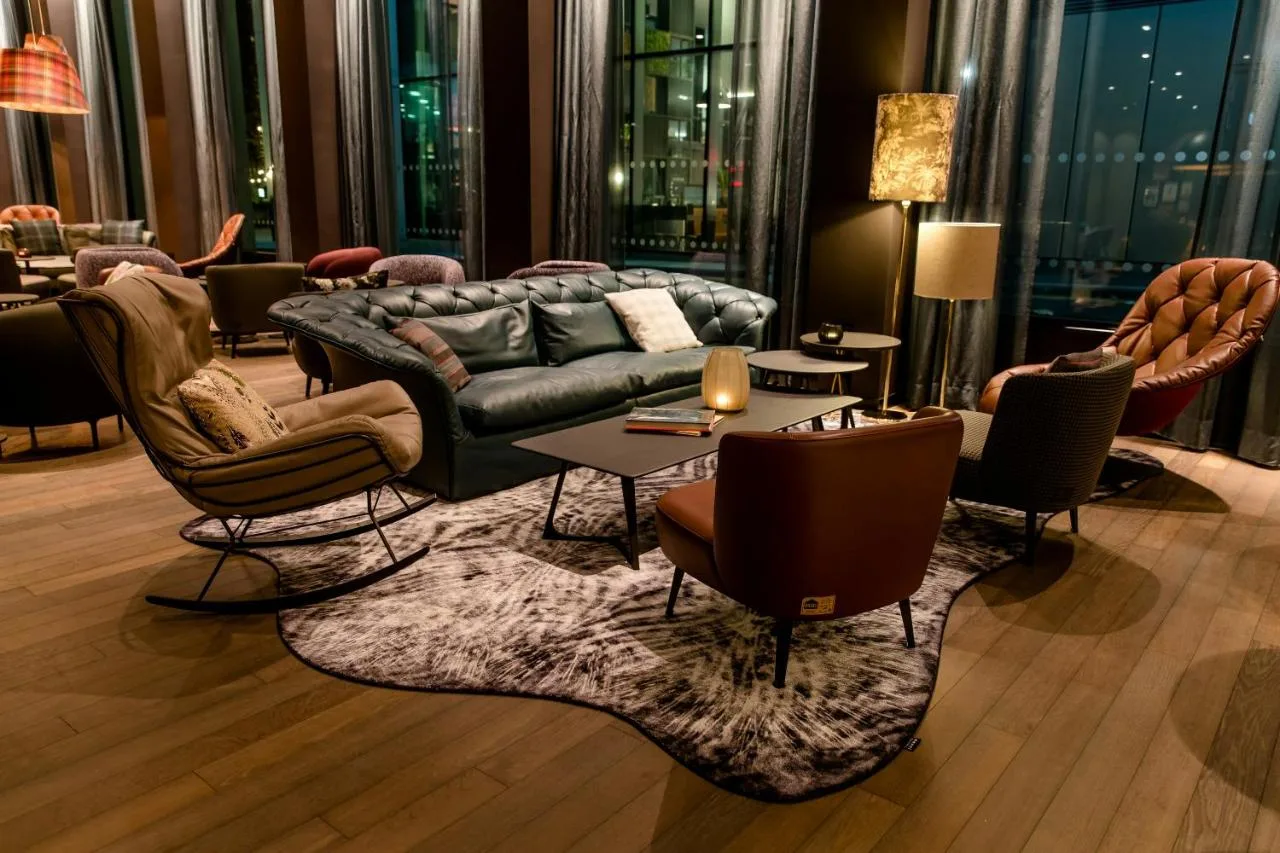 Living room seating area at the hotel